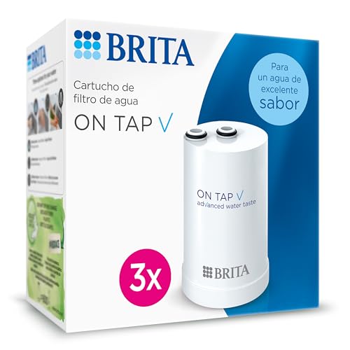 BRITA ON TAP V (600L) x3 Cartucho de recambio de filtro de agua - para agua sostenible de buen sabor, reduce las micro partículas, PFAS, los metales pesados y otras sustancias que alteran el sabor