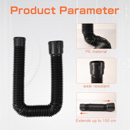 Auffangbecken Fallrohr Erweiterungsset,150cm Fallrohrverlängerungen Flexibel,Regenrinnen Fallrohr Ablauf,PE-Ablaufverlängerung für Villa Im Freien, Rund (Schwarz)