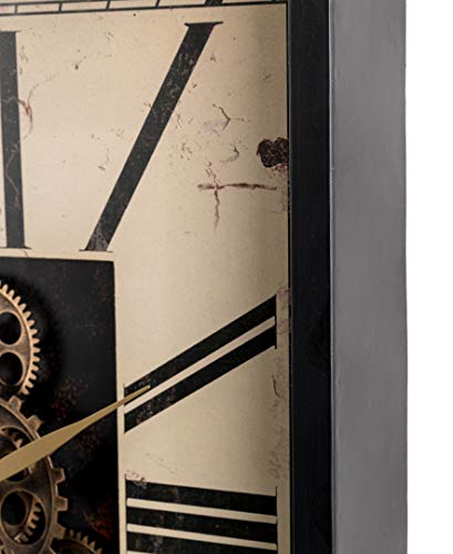 Glitzhome 23.75" H Vintage Wall Clock, Vintage Rectangle Gear Clock With Tempered Glass Roman Numeral Clock For Livingroom Or Office Decoration #TOP5