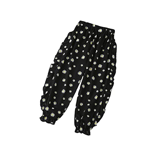 Moonker Linen Cotton Pants for Girls Spotted Elastic Waist Baggy Soft Comfy Sweatpants Lightweight Loose Girls