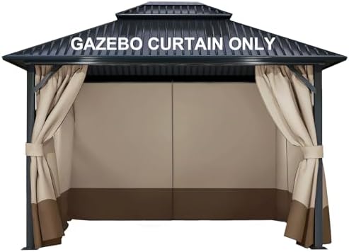 COWVIE 4-Panel 10' x 12' Gazebo Replacement Curtains, Patio Privacy Sidewalls with Double Zipper, Replacement for Outdoor Gazebo Canopy (Curtain Only) image 30
