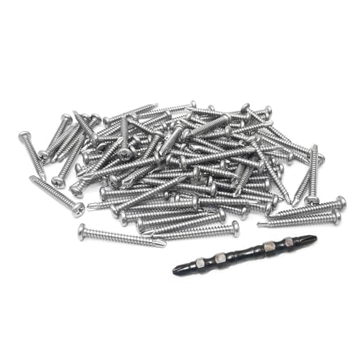 Vis auto-taraudeuses cruciformes tête cylindrique acier inoxydable 410 longueur 3,8 cm x100