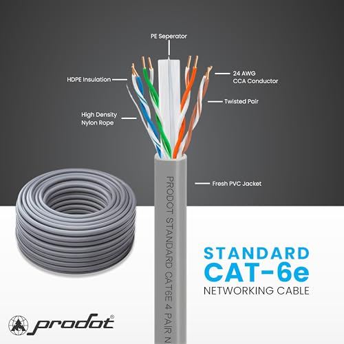 Image of ProDot Cat 6e 100 Meter Ethernet Cable /Lan Cable /Network Cable I High Speed 250MHZ I Weatherproof /UV Resistant I RJ45 Lan Cable I -10 To 60 Weather I Solid Conductor I 4 Pair Without Connector