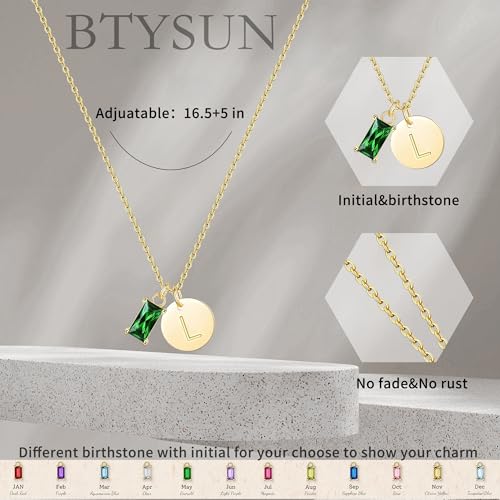 Initial Birthstone Necklace for Women, Dainty Gold Necklace for Women with Initial Birthday Gifts for Her Teen Trendy Stuff Letter A-Z Pendant Mothers Day Necklaces Gifts for Mom Daughter Sister Christmas Jewelry