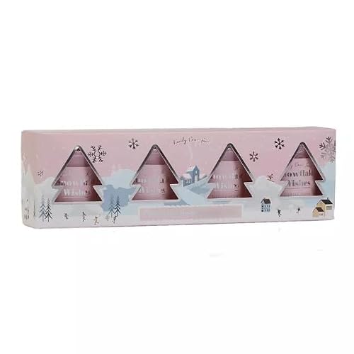 Image of Snowflake Wishes 4 Pack Votive Candle Gift Set Candy Cane Lane Christmas Festive Scent