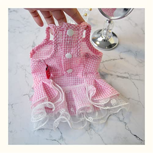 Houkai Dog Wedding Dress Plaid Ribbon Pet Dress Summer Accessories Clothes (Color : E, Size : Mcode) #TOP2