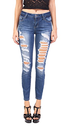 Cello Jeans Women Middle Rise Destroyed Ankle Skinny Jeans 9 Medium Denim
