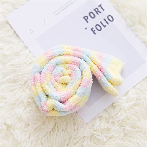 ASkinds 2 Pairs Women's Over Knee High Fuzzy Socks, Cute Coral Fleece Thigh High Long Striped Winter Christmas Leg Warmers4