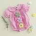FYBITBO Newborn Baby Girl Clothes Flower Embroidery Smocked Bubble Romper Short Sleeve Plaid Bodysuit Infant Summer Outfit (Pink, 3-6 Months)