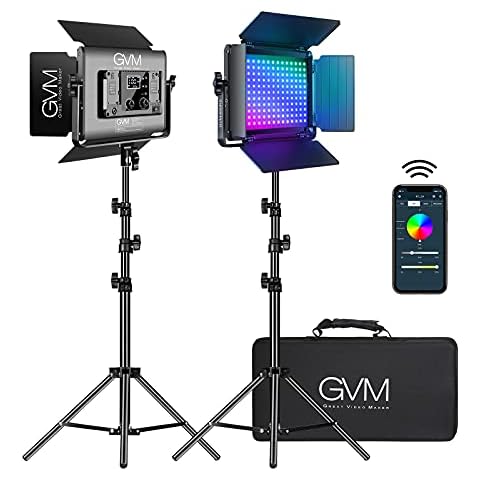 GVM RGB LED Video Light with Lighting Kits, 680RS 50W Led Panel Light with Bluetooth Control, 2 Packs Photography Lighting for YouTube Studio, Video Shooting, Gaming, Streaming, Conference Cover
