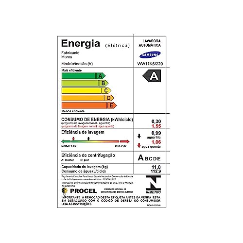 Lavadora de Roupas 11 Kg Samsung Eco Bubble Branca com 12 Programas de Lavagem - WW11K6800AW
