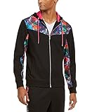 INC Mens Black Printed Zip Up Jacket M