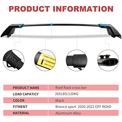 KINGGERI 265lbs Roof Racks Cross Bars Fit for Ford Bronco Sport (Off-Road) 2021-2026 Badlands & 2022-2026 Outer-Banks & 2021 First Edition, Heavy Duty Aluminum Crossbars All Metal Luggage Accessories by KINGGERI - Image 6
