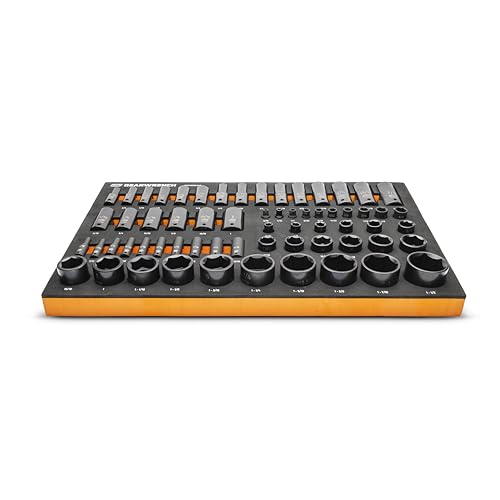 GEARWRENCH 63 Piece 1/4”, 3/8”, 1/2” Drive 6 Point SAE Impact Socket Set in Foam Storage Tray - GWMSISKSAE by GEARWRENCH - Image 4