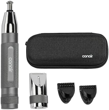 Conair Eyebrow & Nose Hair Trimmer for Men, Cordless, 5-Piece Set