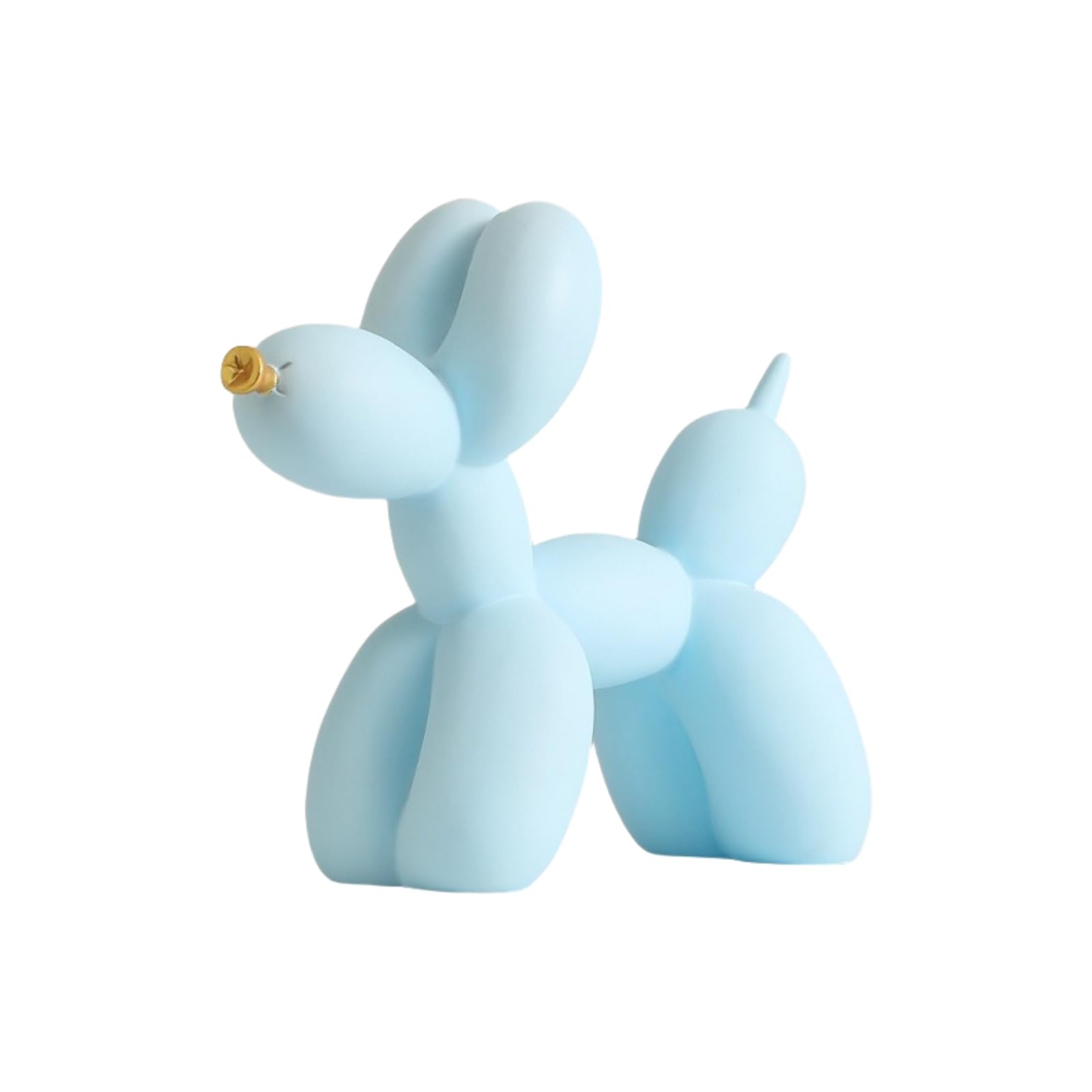 YOYUMI Gold Mouth Balloon Dog Sculpture,Minimalist Resin Statue for Living Room, Bedroom and Office, 23 * 19 * 9cm-Light Blue
