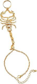 Bracelet Bague Scorpion Punk Doré En Métal Unique Pour Femmes Usage Quotidien Fête Bijoux Main Taille Unique