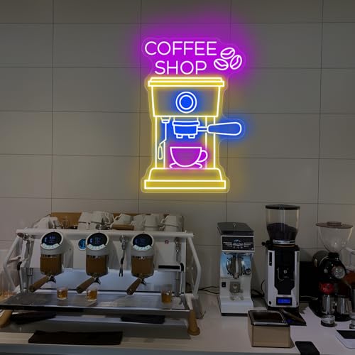Image of Coffee Shop Neon Sign Coffee Maker LED Light Neon Sign for House Neon Light Restaurant Logo Sign Cafe Bar LED Sign For bar Business Club Party Home Bar Decoration 21 inch x 14 inch