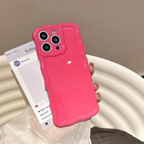 Coque silicone pailleté ondulé Rose pour iPhone 13 Pro Max style bonbon