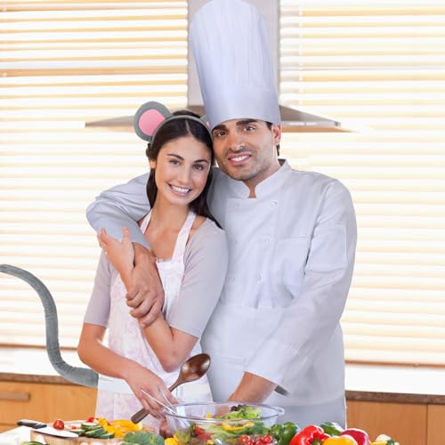 Croloose 6 Pcs Halloween Mouse Costume Accessory Ear Headband Tail and Chef Costume Set Hat Apron for Men Women Adult(L) by Croloose - Image 5