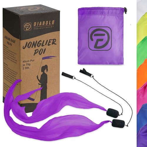Diabolo Freizeitsport Angel Wings Spinning Pois - Poi (40 cm, luz UV, para niños, adecuado para principiantes y profesionales), color morado