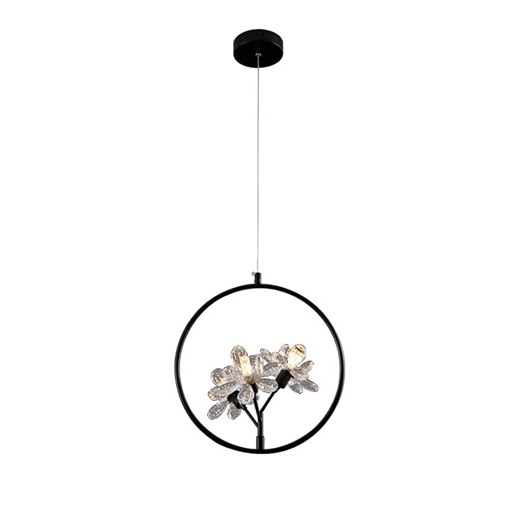 Luminaire de chevet de chambre suspension LED en cristal noir design repas