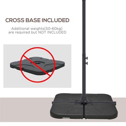 Outsunny 3X2M Cantilever Parasol With Cross Base, Banana Parasol With Crank Handle And 6 Ribs, Rectangular Hanging Patio Umbrella For Outdoor Pool, Garden, Balcony, Brown - 5