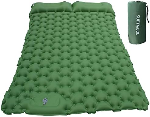 SUFTMUOL Double Camping Sleeping Pad for Camping Hiking Backpacking 2 Person Self Inflating Sleeping Mat Portable Ultralight Compact Green