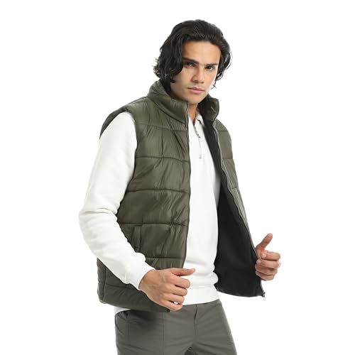 سترة بومبر أساسية بقبة عالية للرجال من اندورا، لون زيتي داكن، مقاس 2 اكس لارج (2XL)