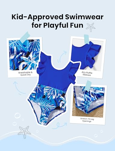 Image of PATPAT Family Matching Swimwear Set: Floral Print Sleeveless Ruffled One Piece Bathing Suits