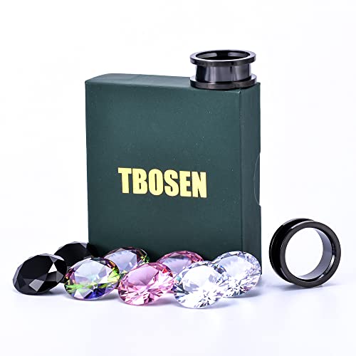 TBOSEN Set of 4 Pairs Color Zircons and 1 Pair Stainless Steel Ear Tunnel Ear Gauges Stretching Screw Fit Tunnels 0g-1 Inch - Thumbnail 7