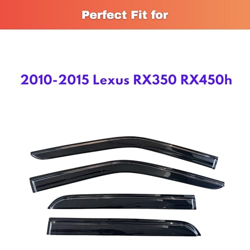 Image of KPY Rain Guards Fit for 2010-2015 Lexus RX350 RX450h, Out-Channel Window Visors Vent Wind Deflectors 4PC, Car Accessories for 10-15 Lexus RX Series