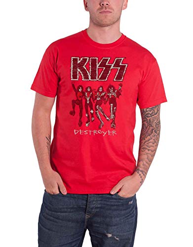 KISS T Shirt Destroyer Sketch Band Logo Official Mens Red S