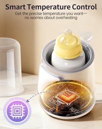 12 in 1 Fast Baby Bottle Warmer with Even Heating No Hot Spots, Night Mode, Sterili-zing, Constant Temp Milk Warmer for Breastmilk & Formula, Fits All Bottles Grey