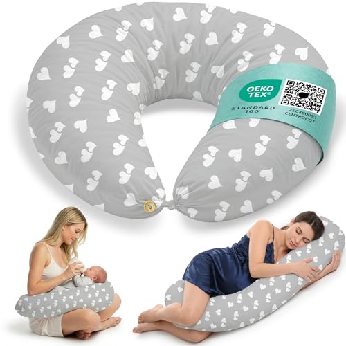 Cuscino Gravidanza e Allattamento per Dormire di Lato per Donne Incinta Idea Regalo per Neo Mamme con Federa in 100% Cotone e Morbido Riempimento Accessorio Full Body Premaman per un Sostegno Ottimale