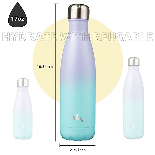 Image of Konokyo Insulated Water Bottles,17 oz Double Wall Stainless Steel Vacumm Metal Flask for Sports Travel,Lavender Green