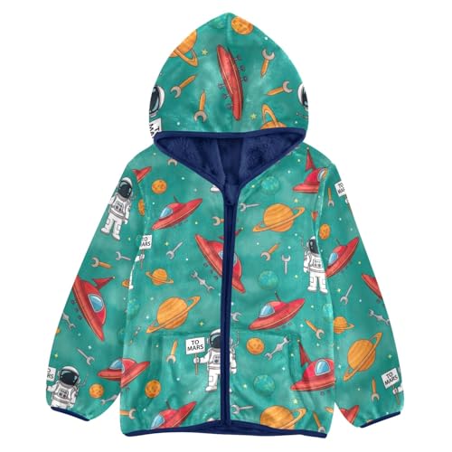 CHIFIGNO Cartoon Astronauts Toddler Snow Jacket, Toddler Boys Zip up Jacket Thick for Fall Winter Spring 3T
