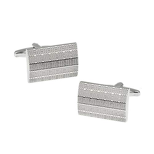 Mancuernillas rectangulares plateadas para hombre miniatura 1