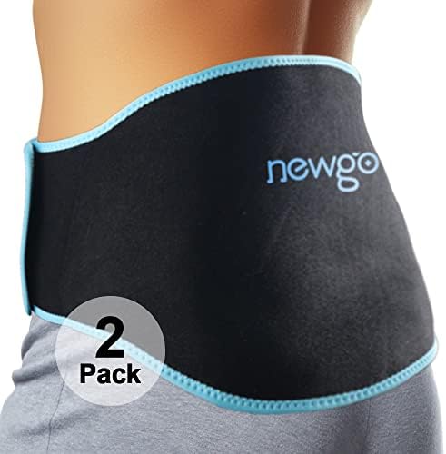 NEWGO Ice Pack for Back Pain Relief, 2 Pack Ice Pack Lower Back Ice Pack Wrap Hot Cold Therapy Gel Cold Pack for Lower Lumbar, Sciatica Nerve Pain, Herniated Disc, Tailbone Pain Relief - Black