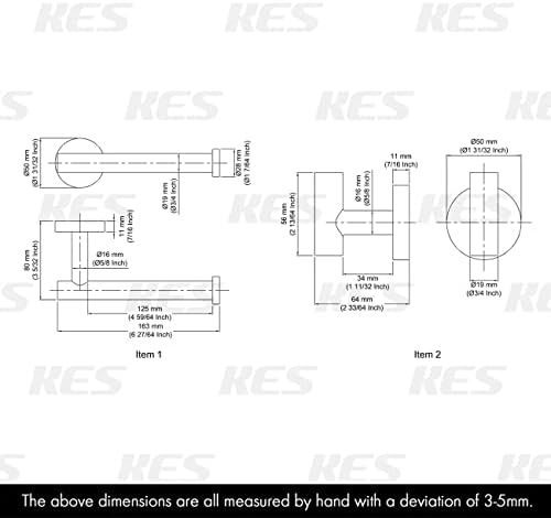 KES Black Towel and Toilet Roll Holder Set Bathroom Accessory Set 2 Pieces Toilet Roll Holder and Coat Hook SUS 304 Stainless Steel Wall Mounted, LA20BKDG-21