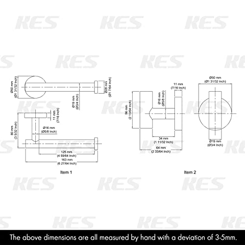 Kes Bathroom Accessories Hardware Set Toilet Paper Holder And Robe Towel Hook Sus304 Stainless Steel Round Wall Mounted Matte Black, La20Bkdg-21 #TOP6
