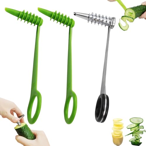 3 PCS Spiralizer for Vegetables, Potato Spiral Cutter Hand Potato Slicer, Spiral Cutters Vegetable Spiralizer Manual Screw Practical Kitchen Accessories for Potatoes Cucumbers Carrots Fruit