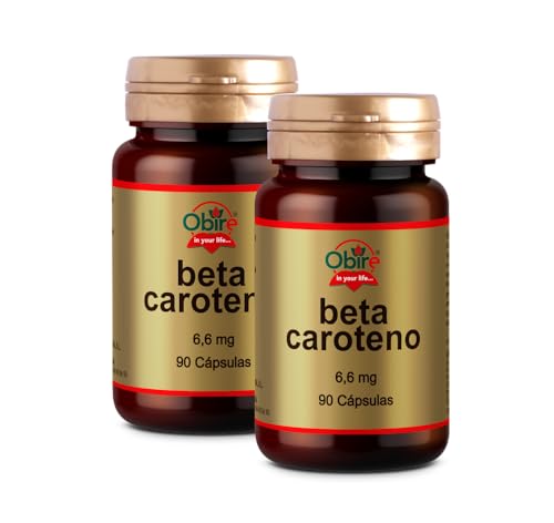 Obire | Beta-Caroteno 6,6 mg | Suplemento Alimenticio Para Piel Seca | Protección Solar | Absorción de Hierro, Mantenimiento de la Piel y la Visión | 90 Perlas | Pack 2 unidades