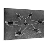 Retro Poster Swimming Pool Woman Synchronized Swimming Pose Canvas Wall Art Decoration Canvas Art Poster And Wall Art Picture Print Modern Family Bedroom Decor Posters 12x16inch(30x40cm)