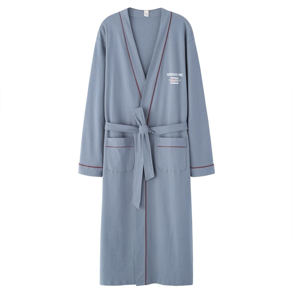 Albornoces De Baño para Hombre, Camisón De Algodón para Después De La Ducha, Kimono Suave/cálido, Bata De SPA, Pijama De Talla Grande, Ropa De Dormir De Manga Larga, Bata