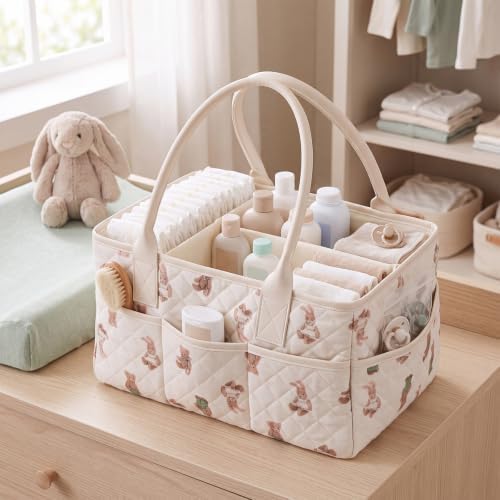 Klyyo Baby Diaper Caddy Organizer Cute Bear Portable Baby Diaper Basket — view 6