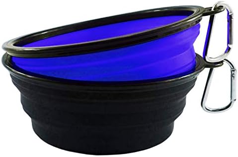 HINMAY Large Silicone Collapsible Dog Bowls Foldable Pet Dog Cat Food Water Bowl, Pack of 2 (Yellow+Black)
