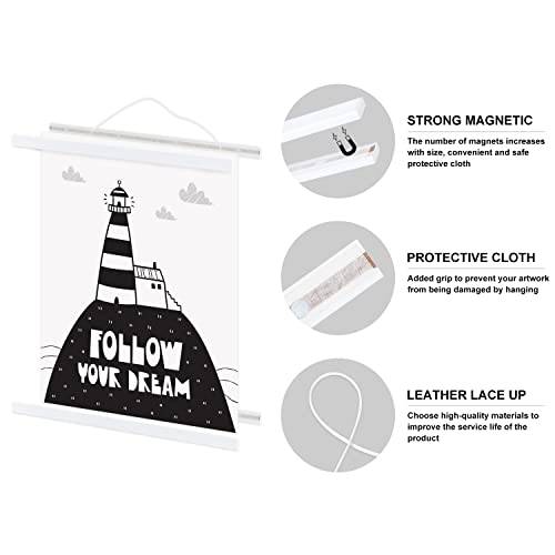 Image of 32x24 32x40 32x48 Poster Frame, Magnetic Light Wood Wooden Frame Hanger for Photo Picutre Canvas Artwork Art Print Wall Hanging (1 Pack, 32 inch, White)