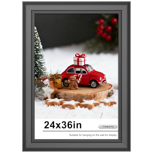Tinkeps 24x36 Poster Frame Black, 2-Inch Wide Border Poster Frames 24 x 36 Inches with Black Backboard, 24x36 Picture Frame Wall Hanging