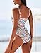 AI'MAGE Women's One Piece Swimsuit Color Block Bathing Suit Square Neck Swim Suits Vintage Retro Swimwear, Colorful Ditsy Print, Large